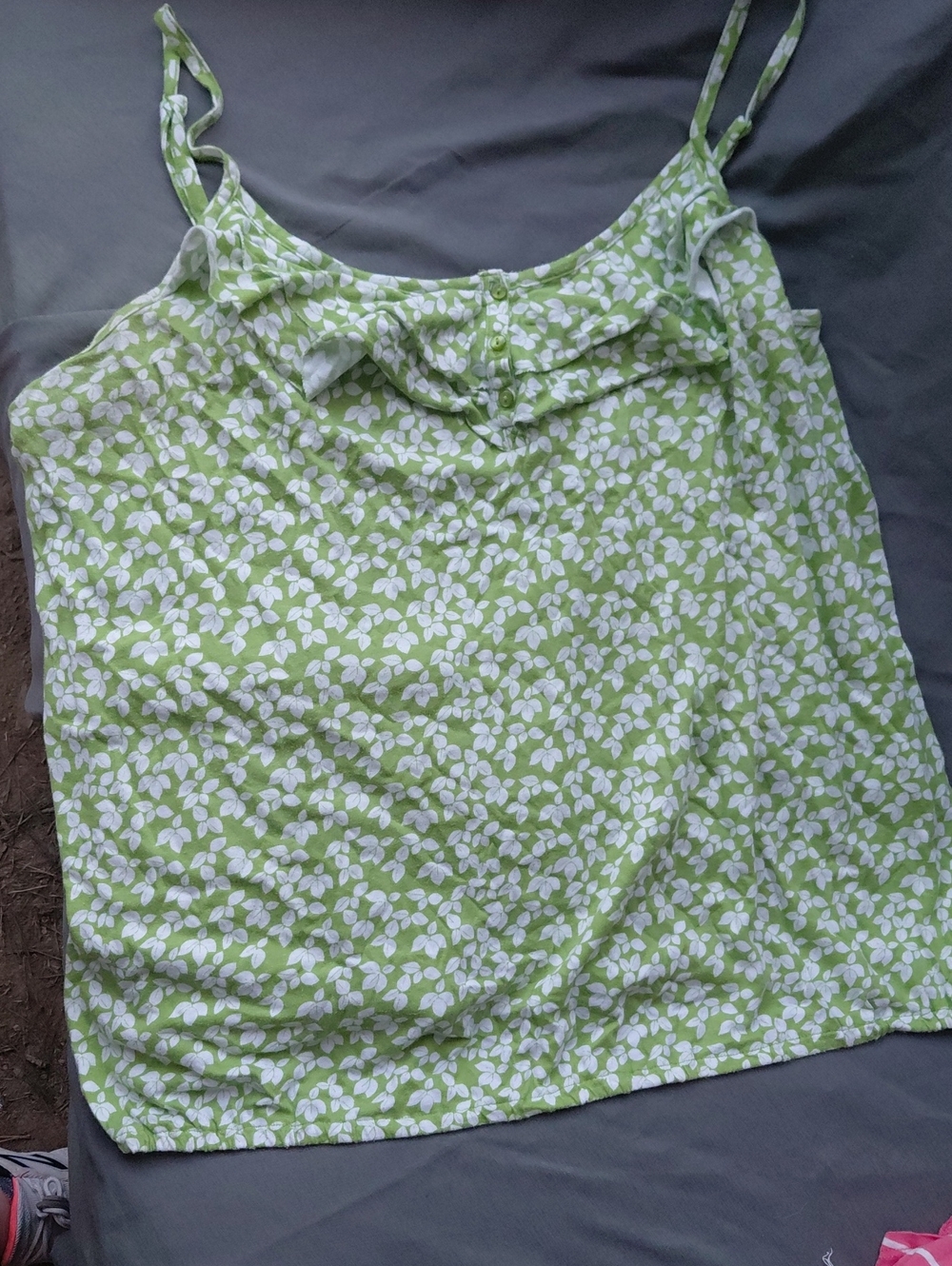 Lane Bryant Light Green Floral Ruffle Camisole